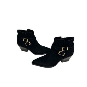 NIB Dolce Vita Ramone Buckle Black Onyx Suede Western Style Ankle Boots Sz 9